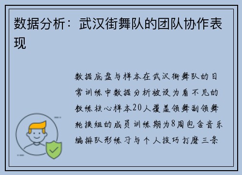 数据分析：武汉街舞队的团队协作表现